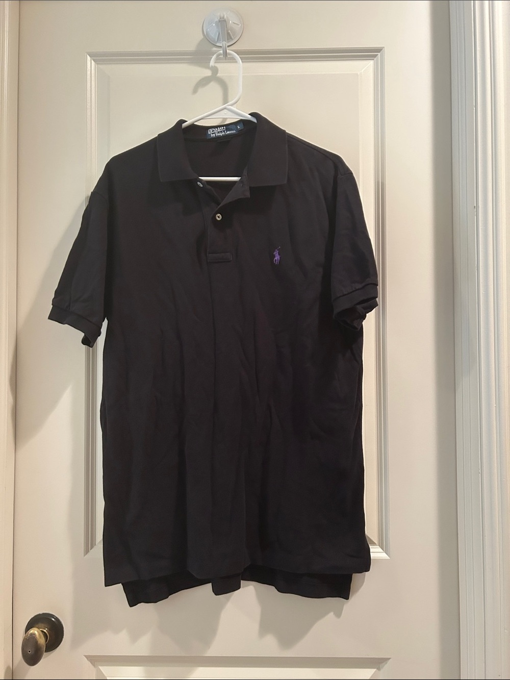 Polo By Ralph Lauren Classic Short-Sleeve 1/4 button Polo Shirt men size L Black